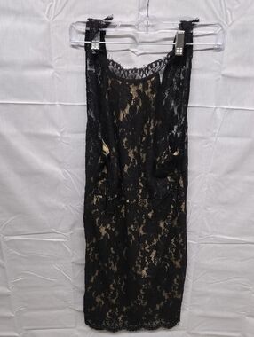 Sans Souci Black Lace Dress with Nude Lining Medium